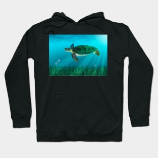 Green Turtle and Sea Grass Hoodie